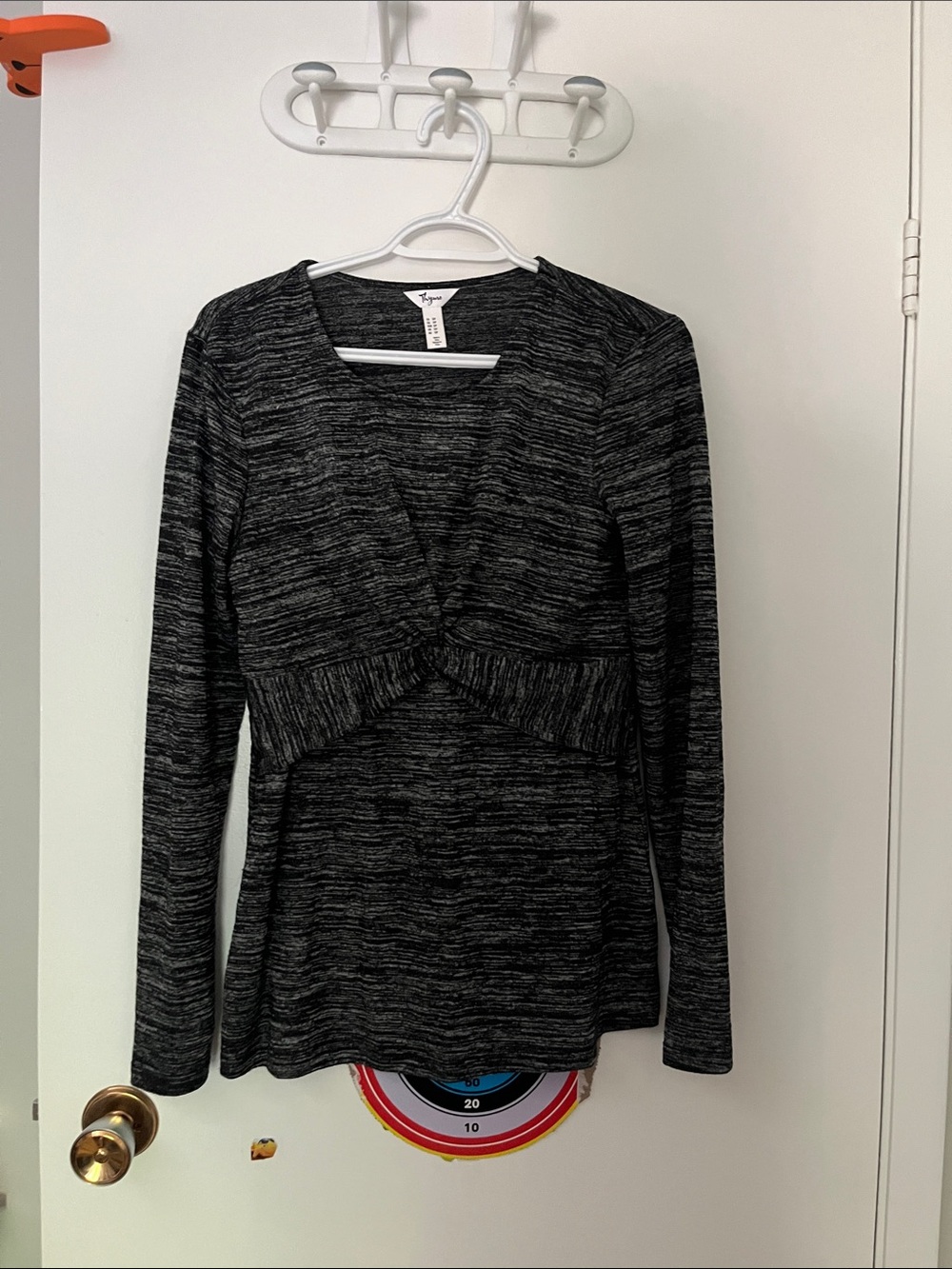 Heathered Black & Gray Long Sleeve Knit maternity/nursing Top